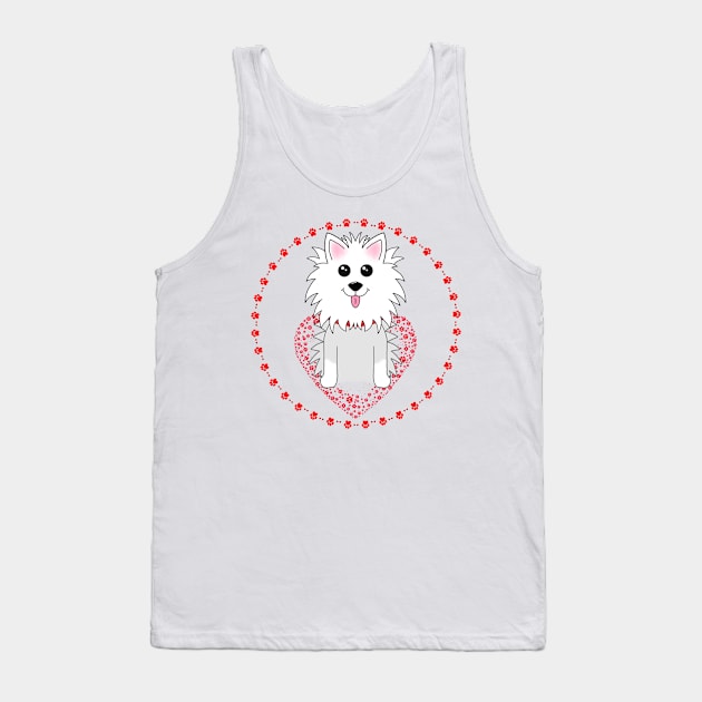 Dog with Red Paw Print Tank Top by Designs_by_KC